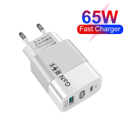 Зарядно устройство за мрежа Techsuit CHPD131, 65W, 3.25A, 1 x USB-A - 1 x USB-C, Бяло