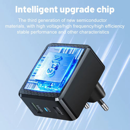 Зарядно устройство за мрежа Techsuit CHPD173 Tiny, 35W, 3A, 1 x USB-A - 1 x USB-C, Черно