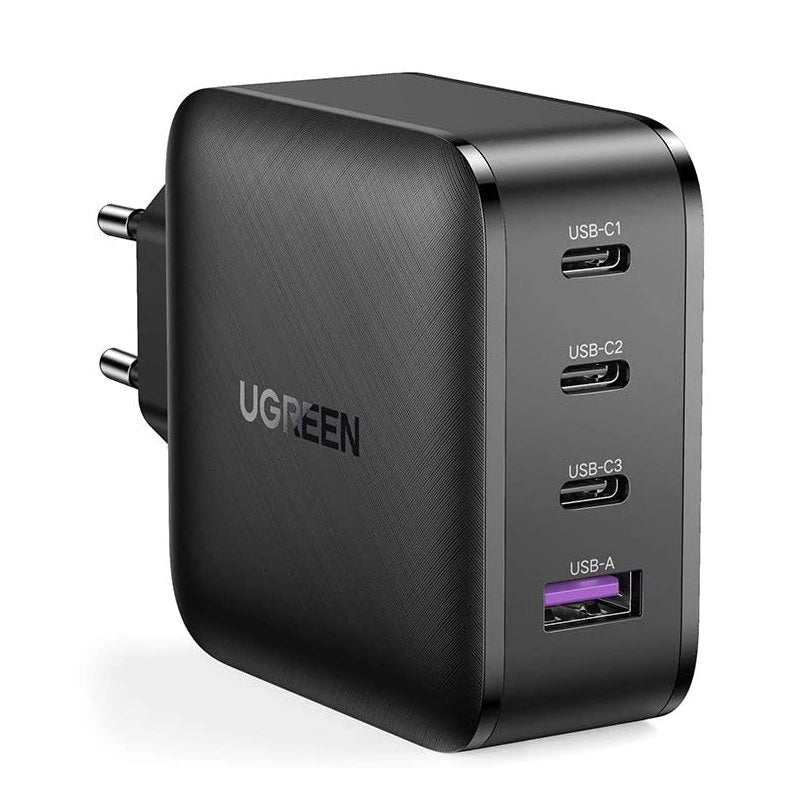 Мрежово зарядно устройство UGREEN CD104, 65W, 3A, 1 x USB-A - 3 x USB-C, черно