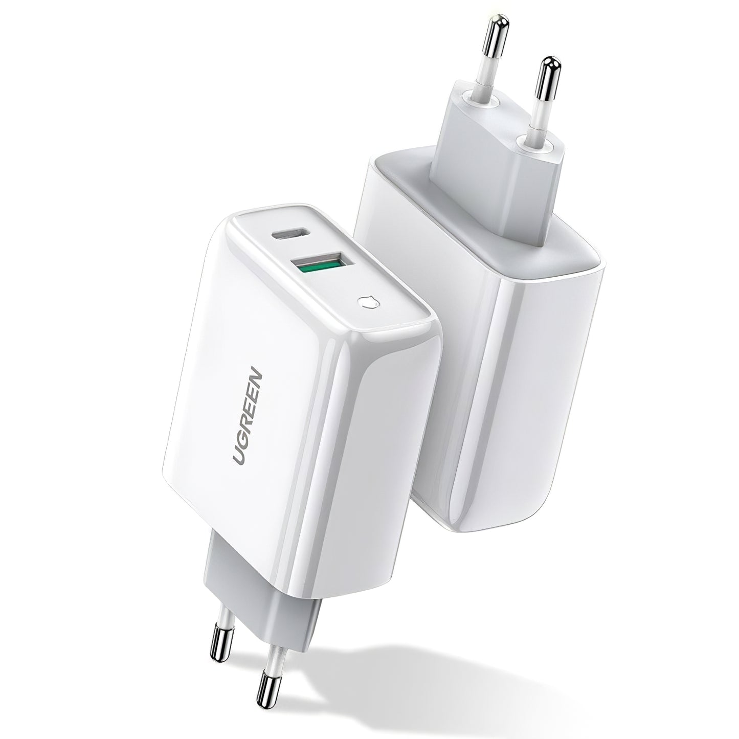 Мрежово зарядно устройство UGREEN CD170, 36W, 3A, 1 x USB-A - 1 x USB-C, бяло 