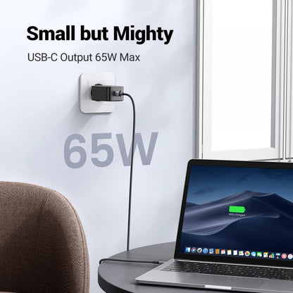 Зарядно устройство за мрежа UGREEN CD244 (10335), 65W, 3A, 1 x USB-A - 2 x USB-C, Сиво