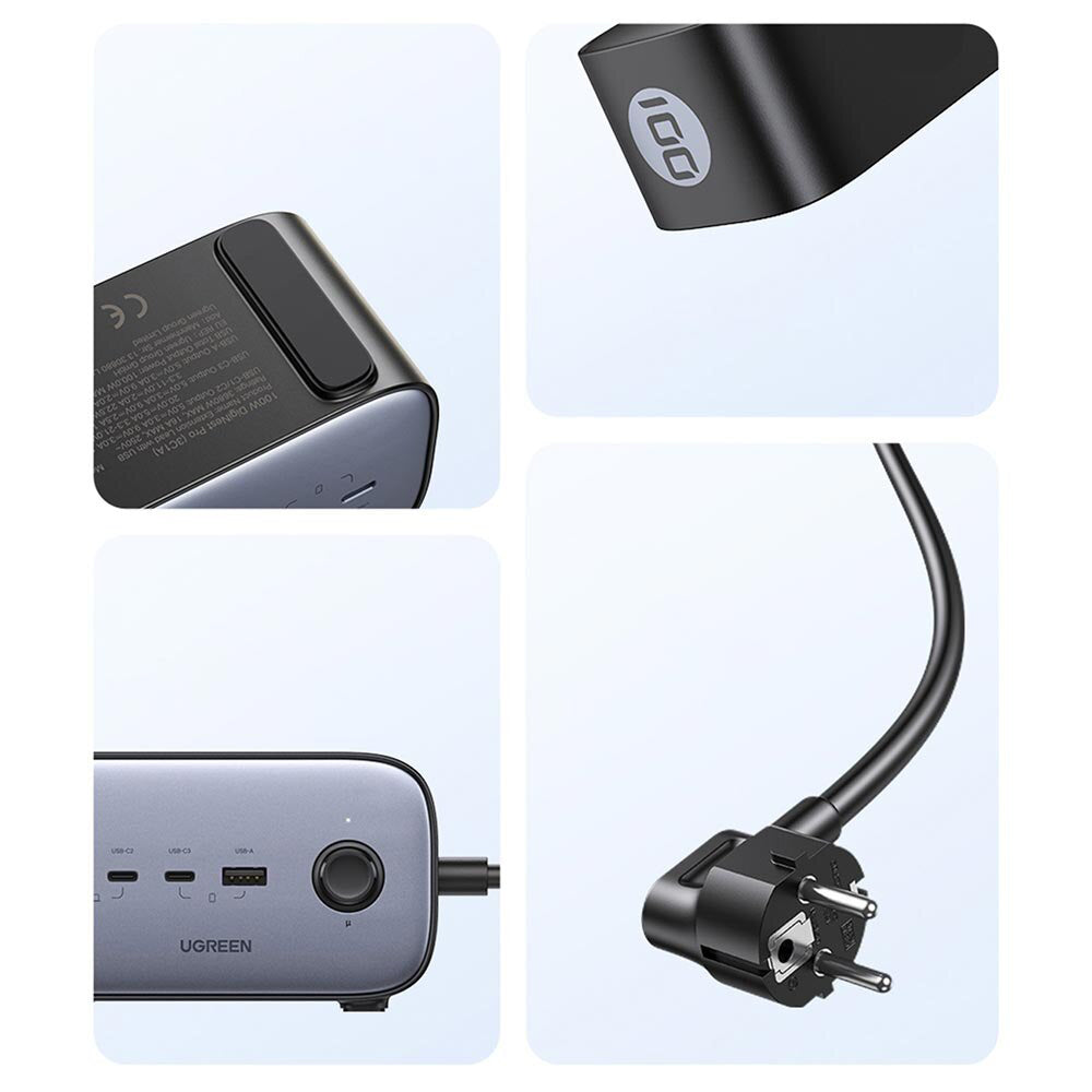 Удължител UGREEN CD270, 2 x Schuko, Сив