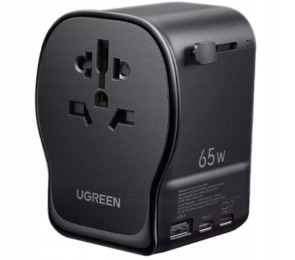 Зарядно устройство за мрежа UGREEN Travel S550 (55001), 65W, 3.25A, 1 x USB-A - 2 x USB-C, Черно