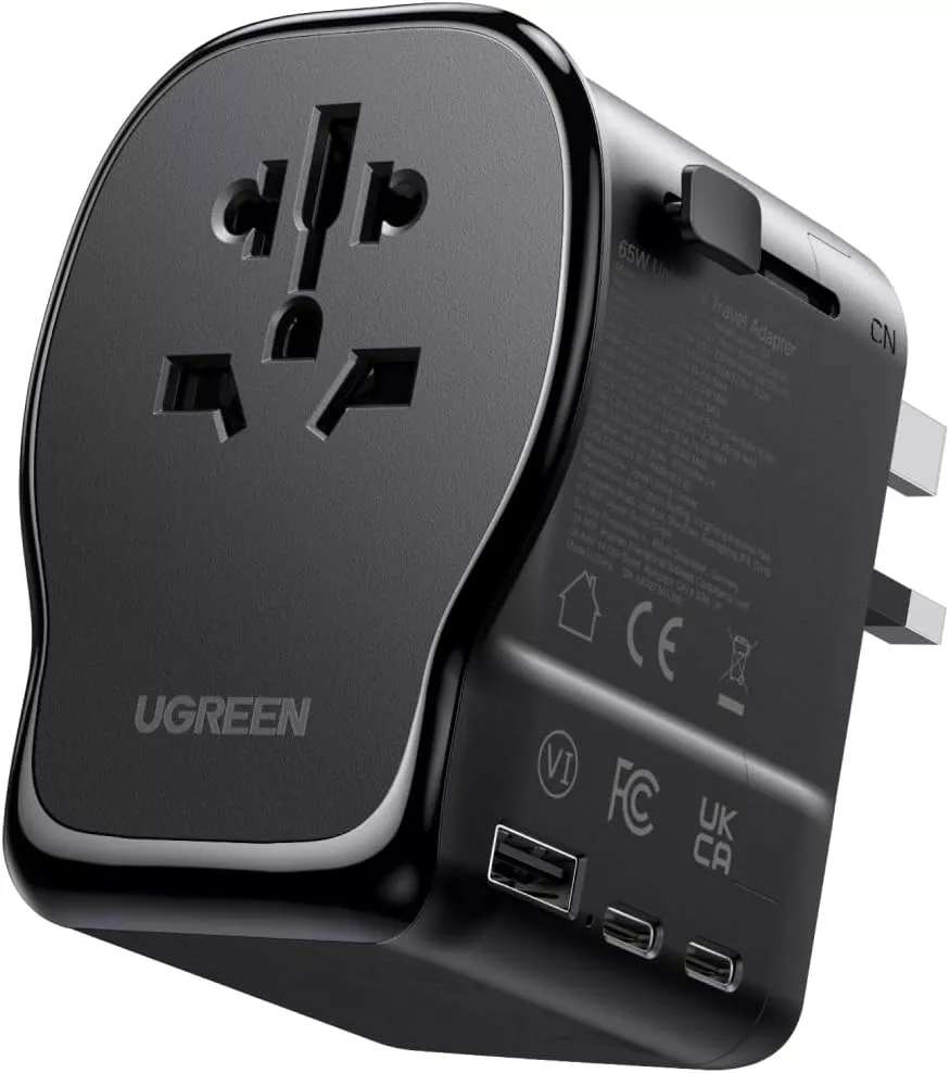 Зарядно устройство за мрежа UGREEN Travel S550 (55001), 65W, 3.25A, 1 x USB-A - 2 x USB-C, Черно