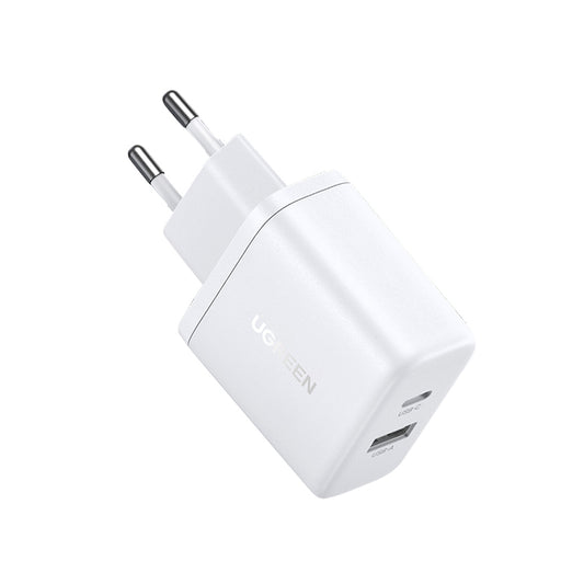 Зарядно за мрежа UGREEN X227, 20W, 3A, 1 x USB-A - 1 x USB-C, Бяло