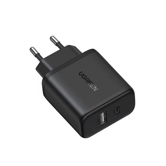 Зарядно за мрежа UGREEN X227, 20W, 3A, 1 x USB-A - 1 x USB-C, Черно