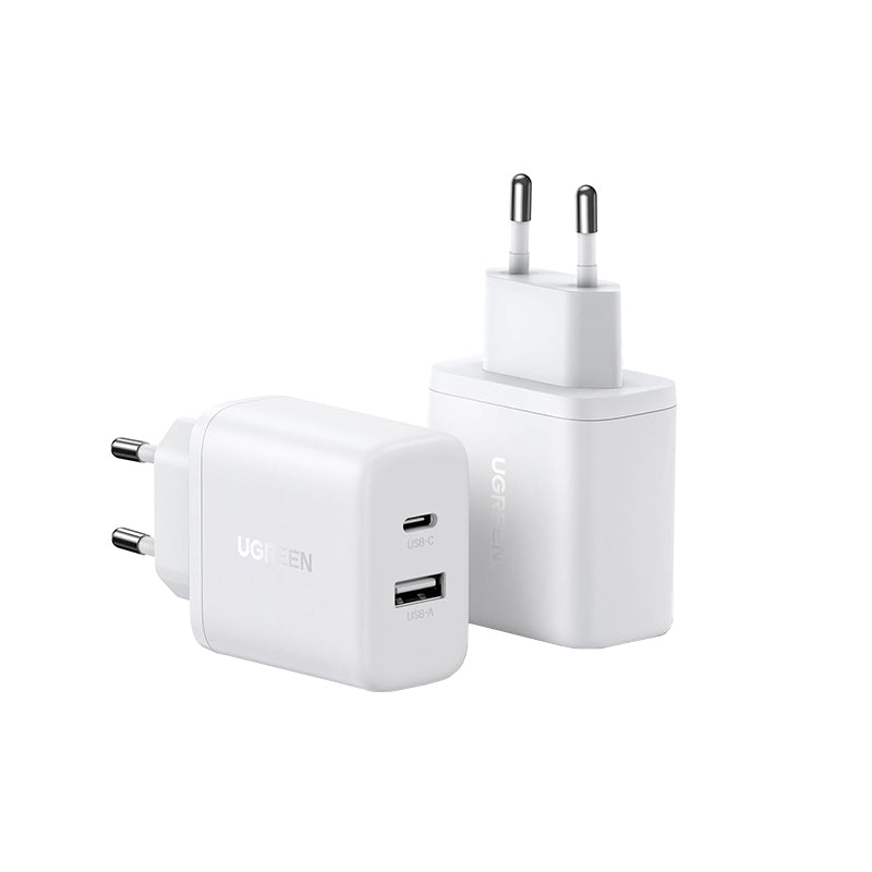 Зарядно за мрежа UGREEN X227, 20W, 3A, 1 x USB-A - 1 x USB-C, Бяло