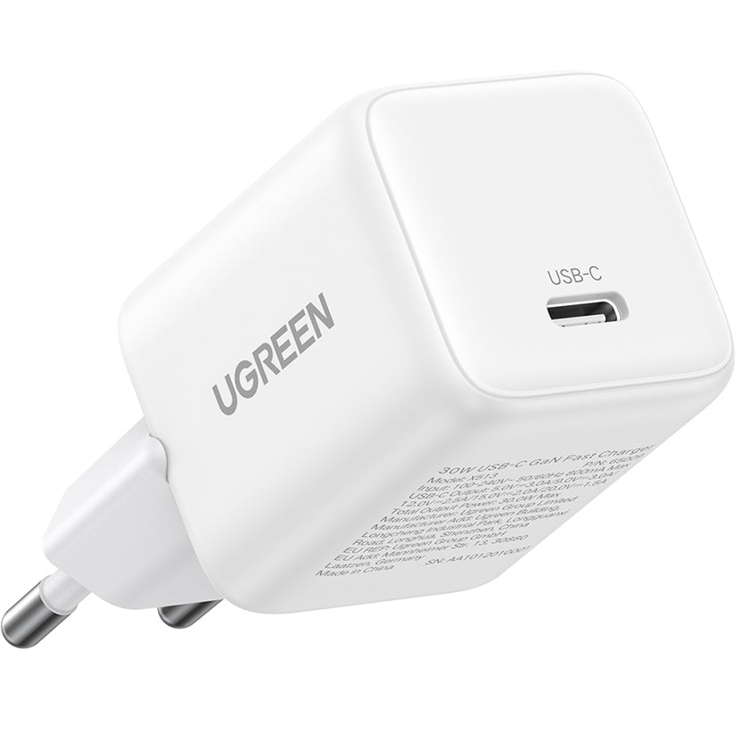 Зарядно за мрежа UGREEN X513, 30W, 3A, 1 x USB-C, Бяло