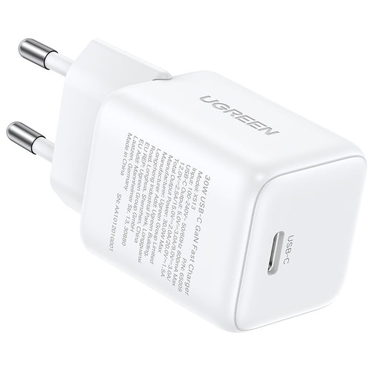 Зарядно за мрежа UGREEN X513, 30W, 3A, 1 x USB-C, Бяло