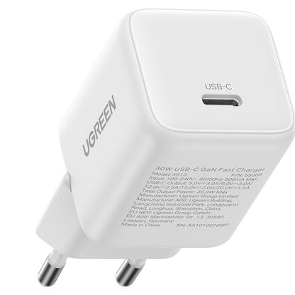 Зарядно за мрежа UGREEN X513, 30W, 3A, 1 x USB-C, Бяло