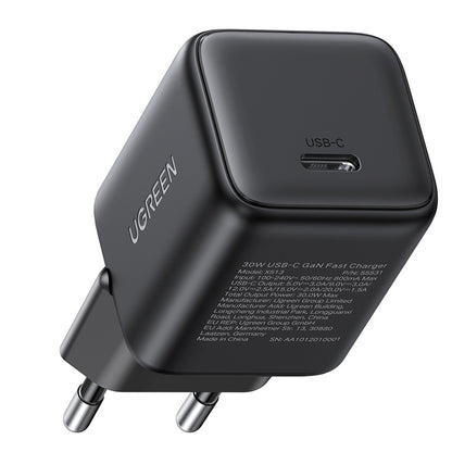 Зарядно за мрежа UGREEN X513, 30W, 3A, 1 x USB-C, Черно