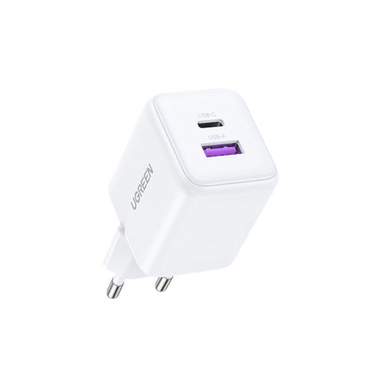 Зарядно за мрежа UGREEN X516, 30W, 3A, 1 x USB-A - 1 x USB-C, Бяло
