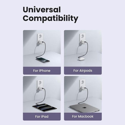 Зарядно за мрежа UGREEN X516, 30W, 3A, 1 x USB-A - 1 x USB-C, Бяло