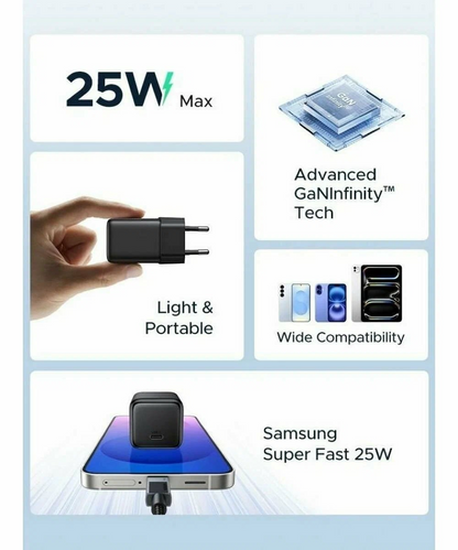 Зарядно за мрежа UGREEN X517, 25W, 3A, 1 x USB-C, Черно