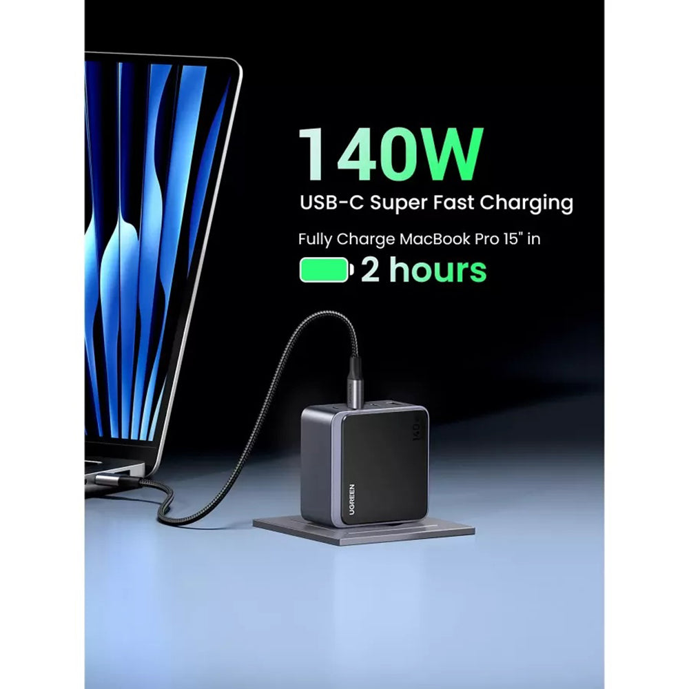 Зарядно устройство за мрежа UGREEN X570 Nexode S, 140W, 5A, 1 x USB-A - 3 x USB-C, Сиво