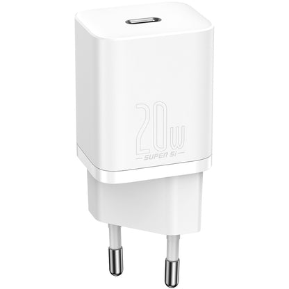 Мрежово зарядно устройство Baseus Super Si, 20W, 3A, 1 x USB-C, бяло CCSUP-B02