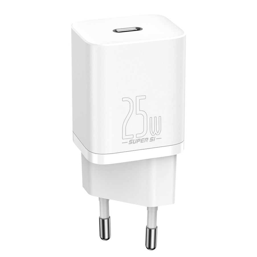 Мрежово зарядно устройство Baseus Super Si, 25W, 3A, 1 x USB-C, бяло CCSP020102