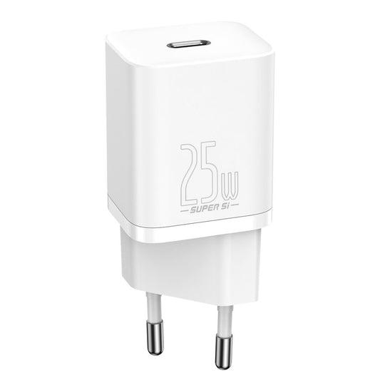 Мрежово зарядно устройство Baseus Super Si, 25W, 3A, 1 x USB-C, бяло CCSP020102