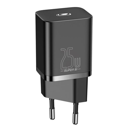 Мрежово зарядно устройство Baseus Super Si, 25W, 3A, 1 x USB-C, черно CCSP020101