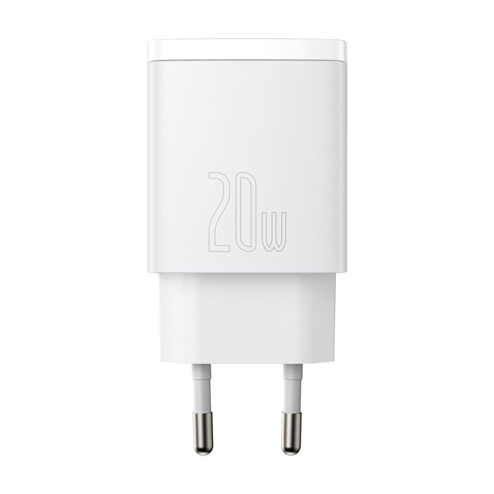 Компактно мрежово зарядно устройство Baseus, 20W, 3A, 1 x USB-A - 1 x USB-C, бяло CCXJ-B02