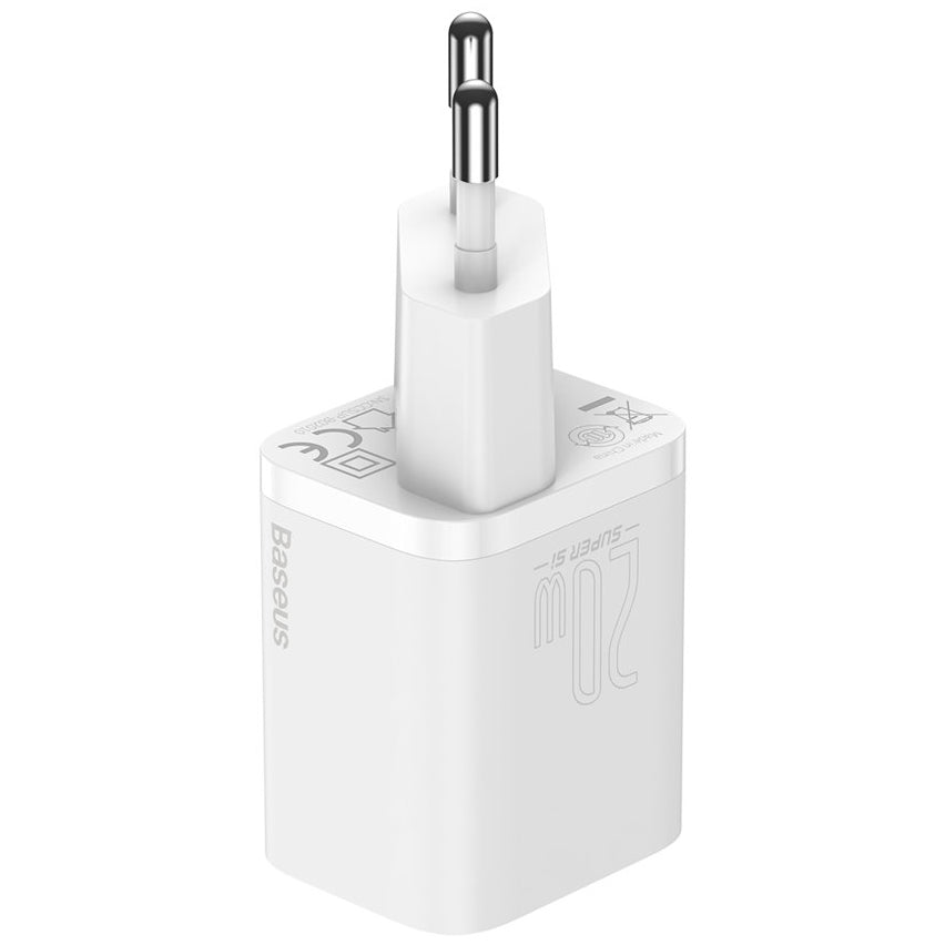 Мрежово зарядно устройство Baseus Super Si, 20W, 3A, 1 x USB-C, бяло CCSUP-B02