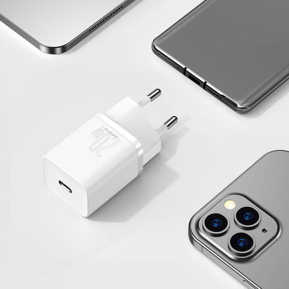 Мрежово зарядно устройство Baseus Super Si, 20W, 3A, 1 x USB-C, бяло CCSUP-B02