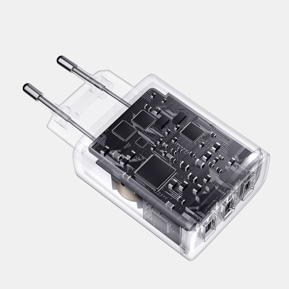 Компактно мрежово зарядно устройство Baseus 3U, 17W, 2.1A, 3 x USB-A, бяло CCXJ020102