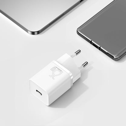 Мрежово зарядно устройство Baseus Super Si, 25W, 3A, 1 x USB-C, бяло CCSP020102