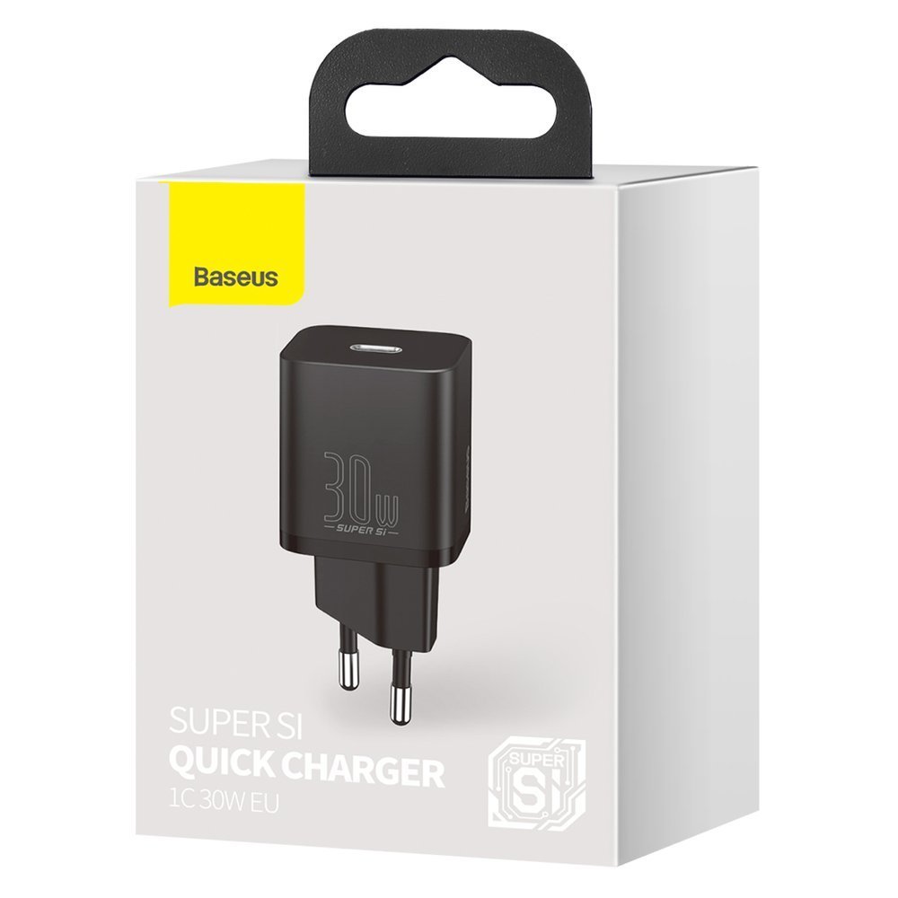 Мрежово зарядно устройство Baseus Super Si, 30W, 3A, 1 x USB-C, черно CCSUP-J01 