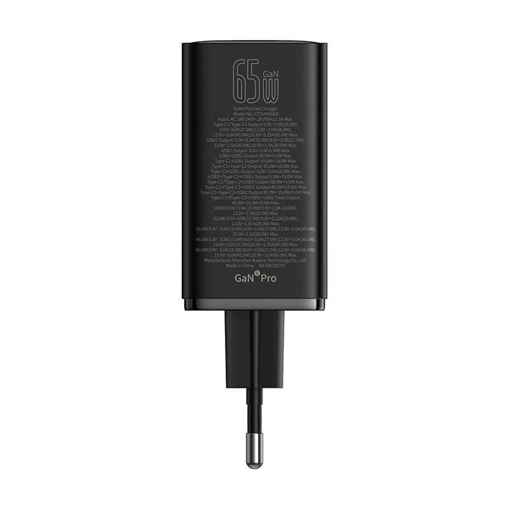 Мрежово зарядно устройство за USB-C Baseus GaN 6 Pro, 65W, 3,25A, 2 x USB-A - 2 x USB-C, черно P10162701113113-00 