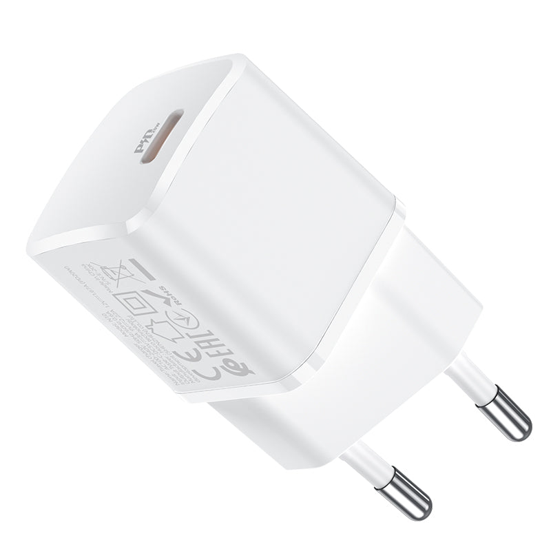 Мрежово зарядно устройство HOCO N10, 20W, 3A, 1 x USB-C, бяло