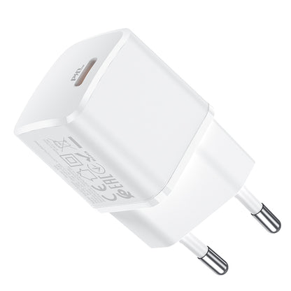 Мрежово зарядно устройство HOCO N10, 20W, 3A, 1 x USB-C, бяло