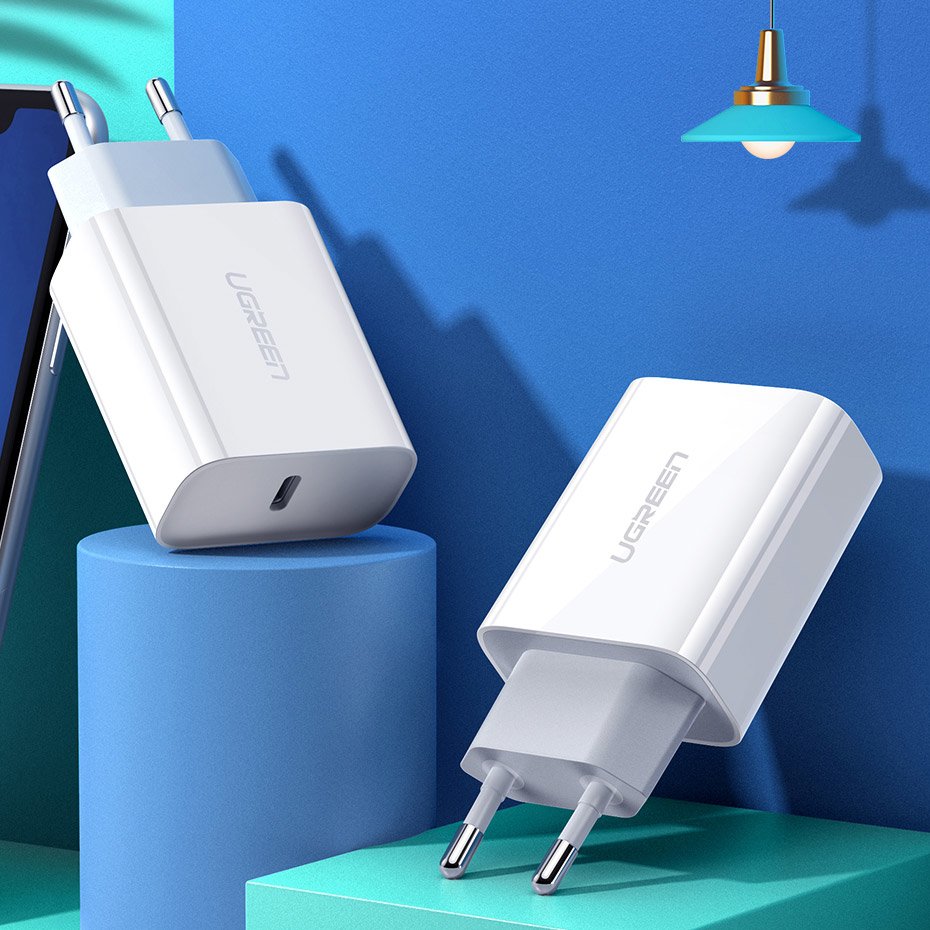 Зарядно за мрежа UGREEN CD137, 18W, 3A, 1 x USB-C, Бяло