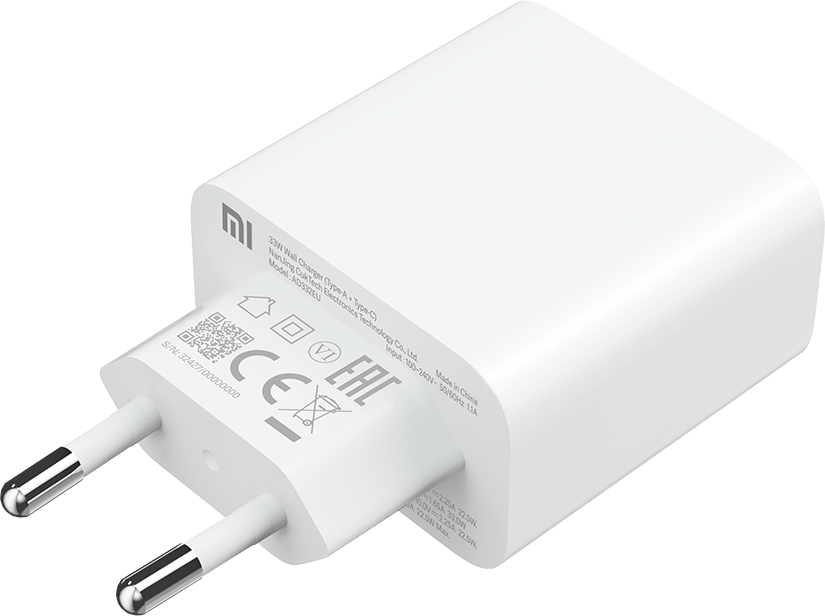 Мрежово зарядно устройство Xiaomi, 33W, 3A, 1 x USB-A - 1 x USB-C, бяло BHR4996996GL