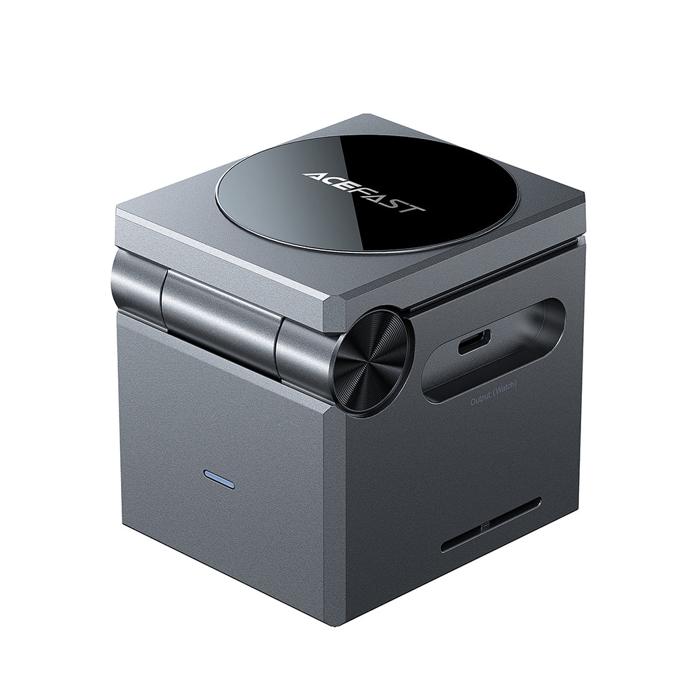 Безжично зарядно устройство Acefast E18 Rubik's Cube 3в1, 23W, 1.67A, Сиво