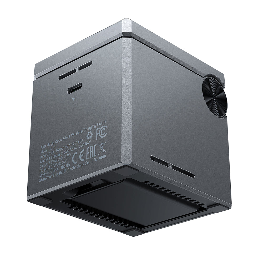 Безжично зарядно устройство Acefast E18 Rubik's Cube 3в1, 23W, 1.67A, Сиво