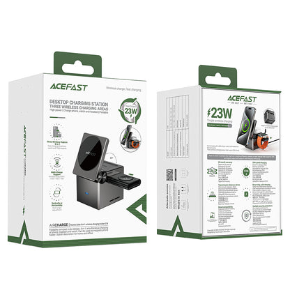 Безжично зарядно устройство Acefast E18 Rubik's Cube 3в1, 23W, 1.67A, Сиво