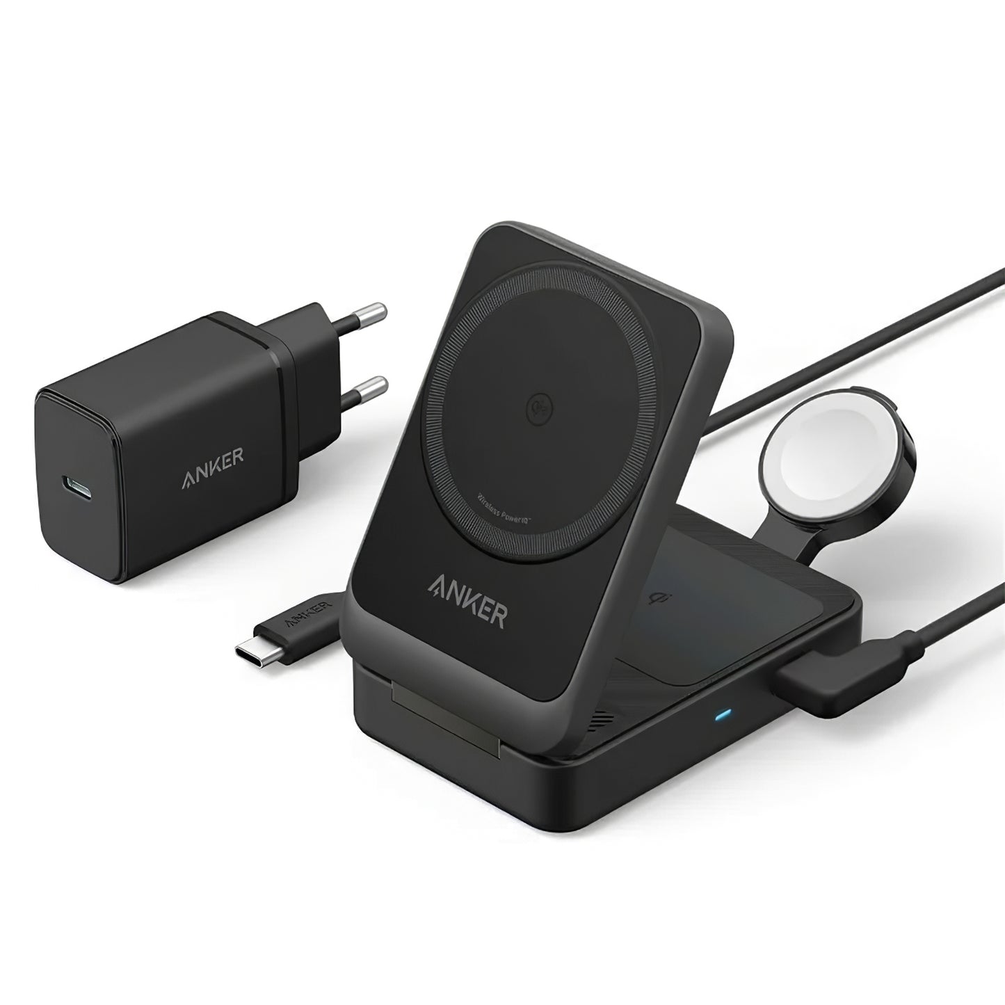 Безжично зарядно устройство Anker MagGo 3in1, 15W, 1.67A, Черно B2557311