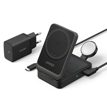 Безжично зарядно устройство Anker MagGo 3in1, 15W, 1.67A, Черно B2557311