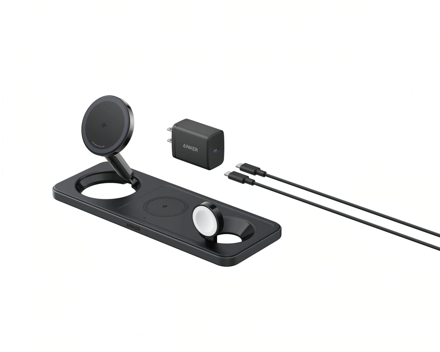 Безжично зарядно устройство Anker MagGo 3in1, 15W, 1.67A, Черно B25M1311