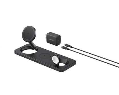 Безжично зарядно устройство Anker MagGo 3in1, 15W, 1.67A, Черно B25M1311