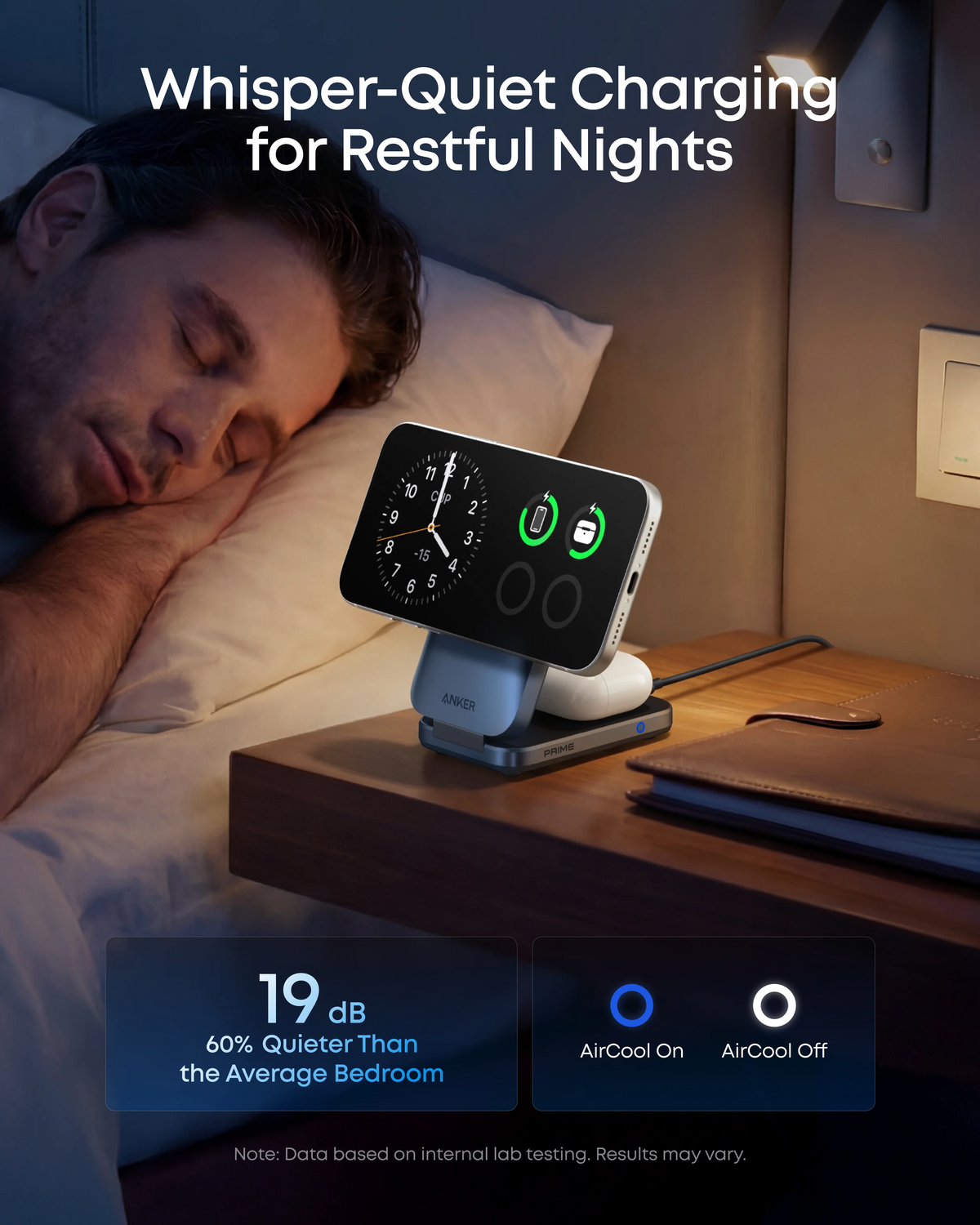 Безжично зарядно устройство Anker Prime MagGo 3в1, 25W, Черно A25N1