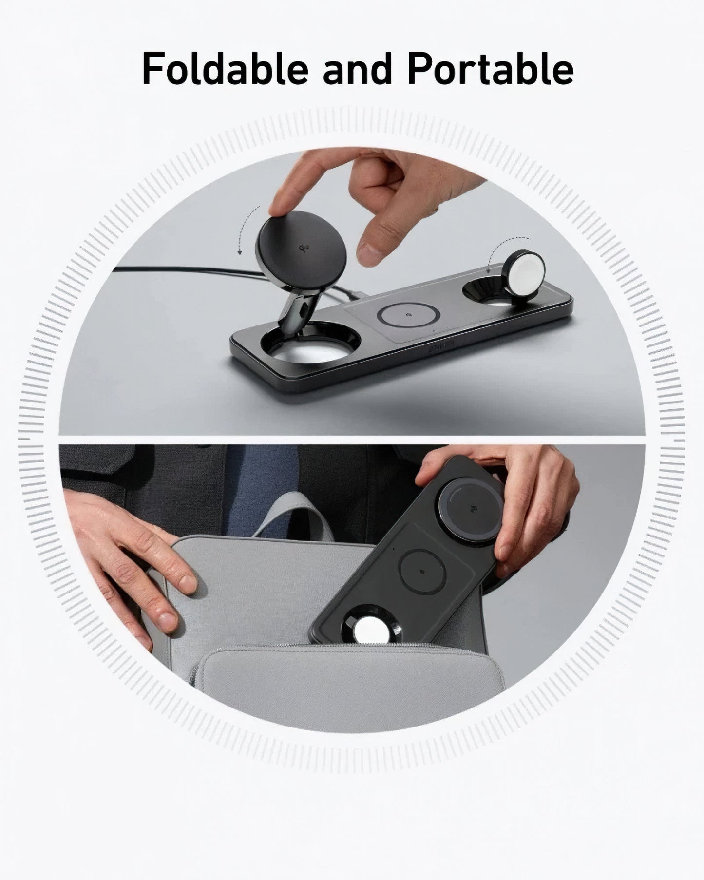 Безжично зарядно устройство Anker MagGo 3in1, 15W, 1.67A, Черно B25M1311