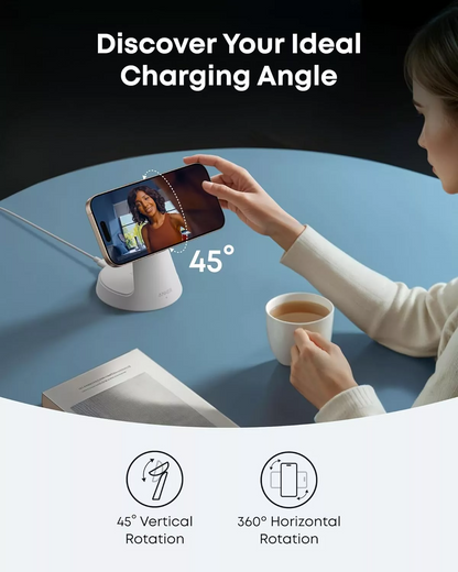 Безжично зарядно устройство Anker MagGo 3в1, 15W, 1.67A, бяло B25M4G21