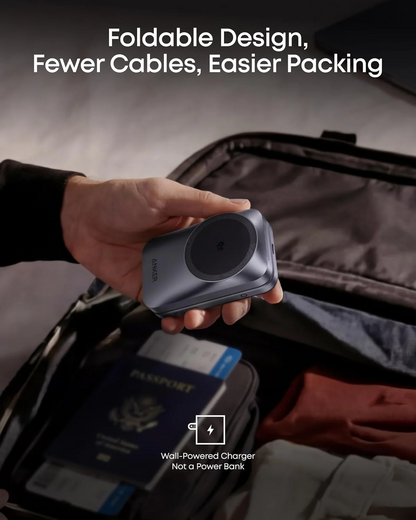 Безжично зарядно устройство Anker Prime MagGo 3в1, 25W, Черно A25N1