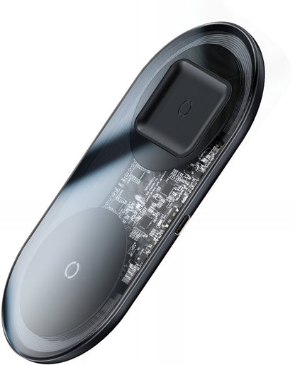 Безжично зарядно устройство Baseus Simple 2in1, 15W, 1.67A, Прозрачно WXJK-A01