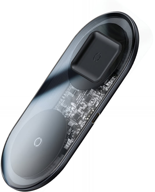 Безжично зарядно устройство Baseus Simple 2in1, 15W, 1.67A, Прозрачно WXJK-A01