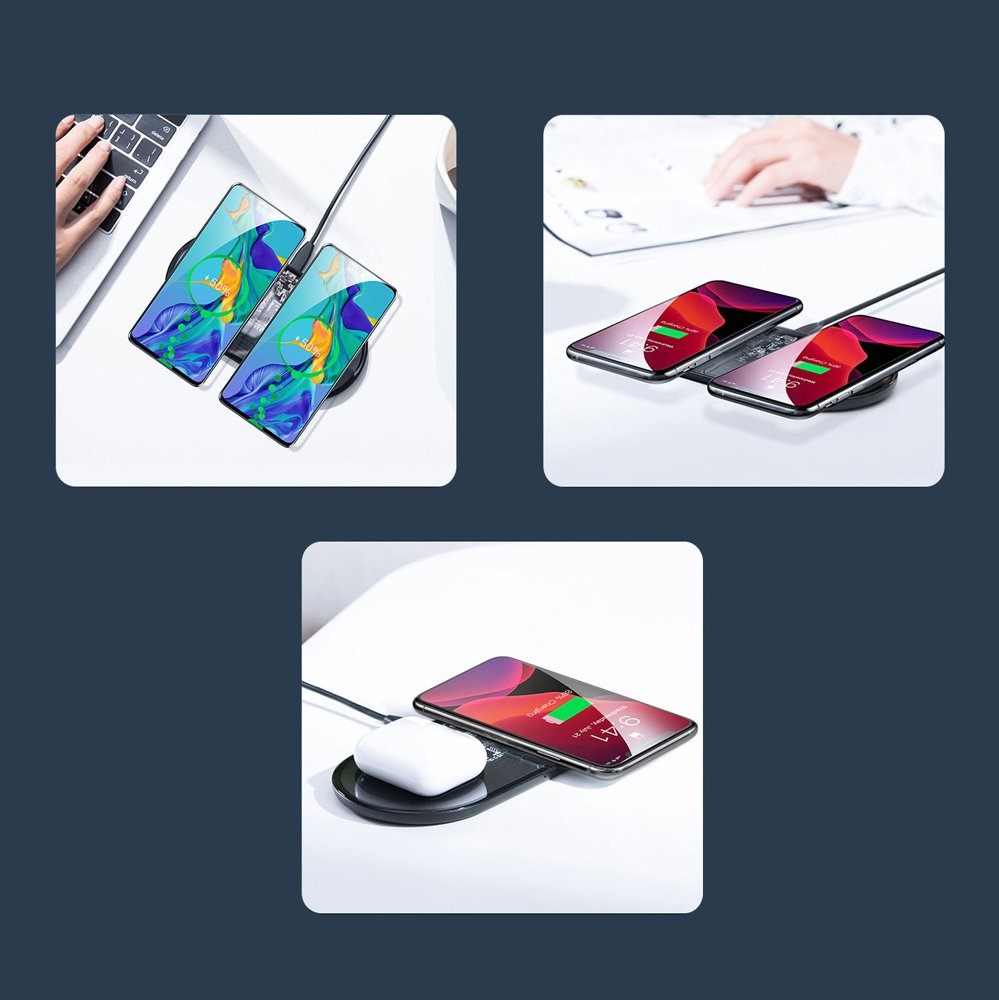 Безжично зарядно устройство Baseus Simple 2in1, 15W, 1.67A, Прозрачно WXJK-A01