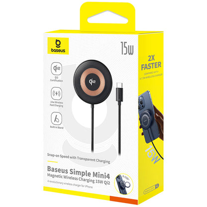 Безжично зарядно устройство Baseus Simple Mini4, 15W, 1.67A, Черно P10273300121-01