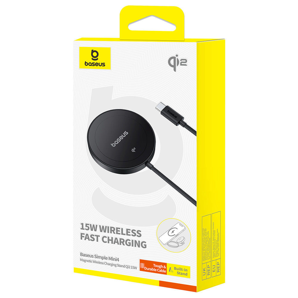 Безжично зарядно устройство Baseus Simple Mini4, 15W, 1.67A, Черно P10273300121-02
